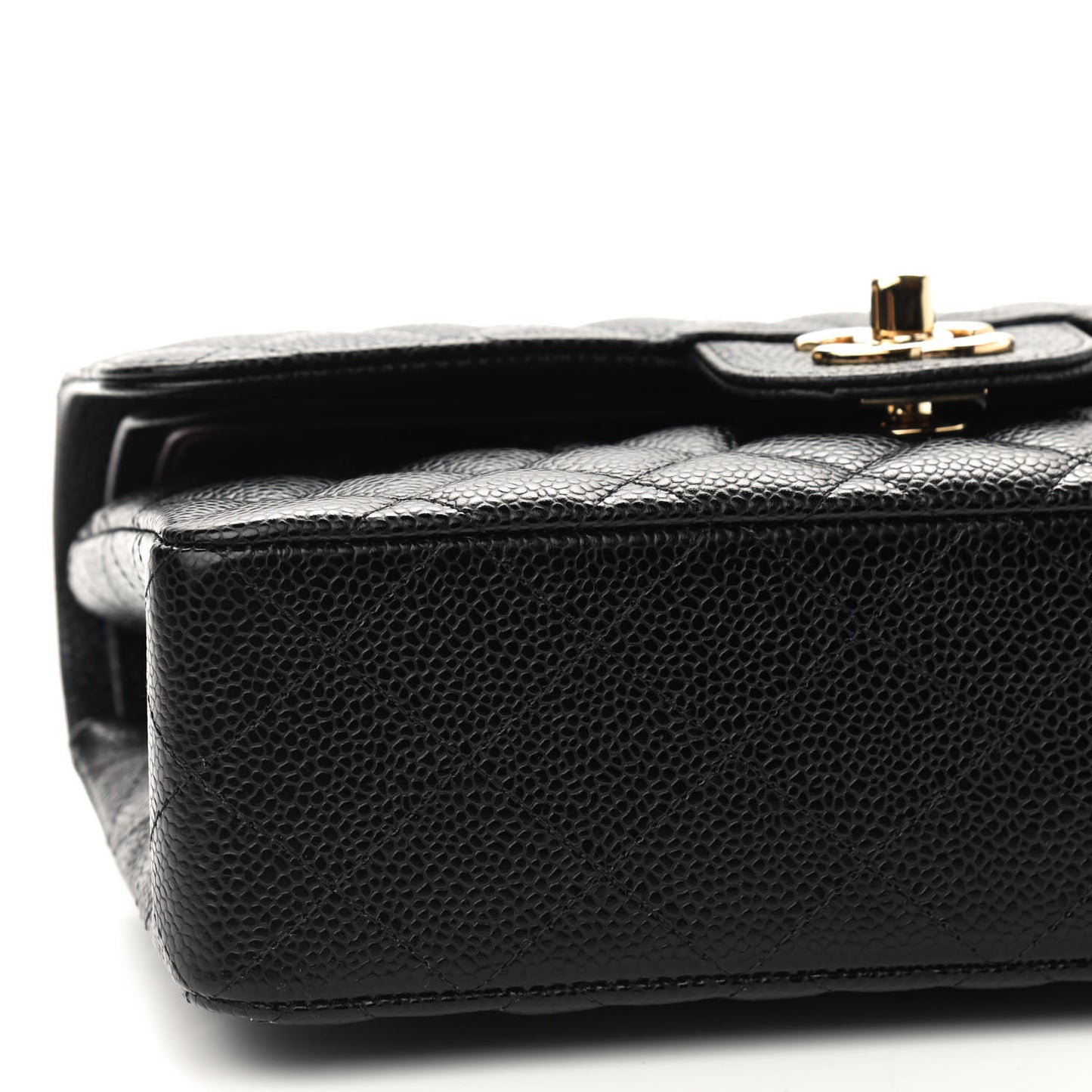 Caviar Quilted Small Double Flap Black
