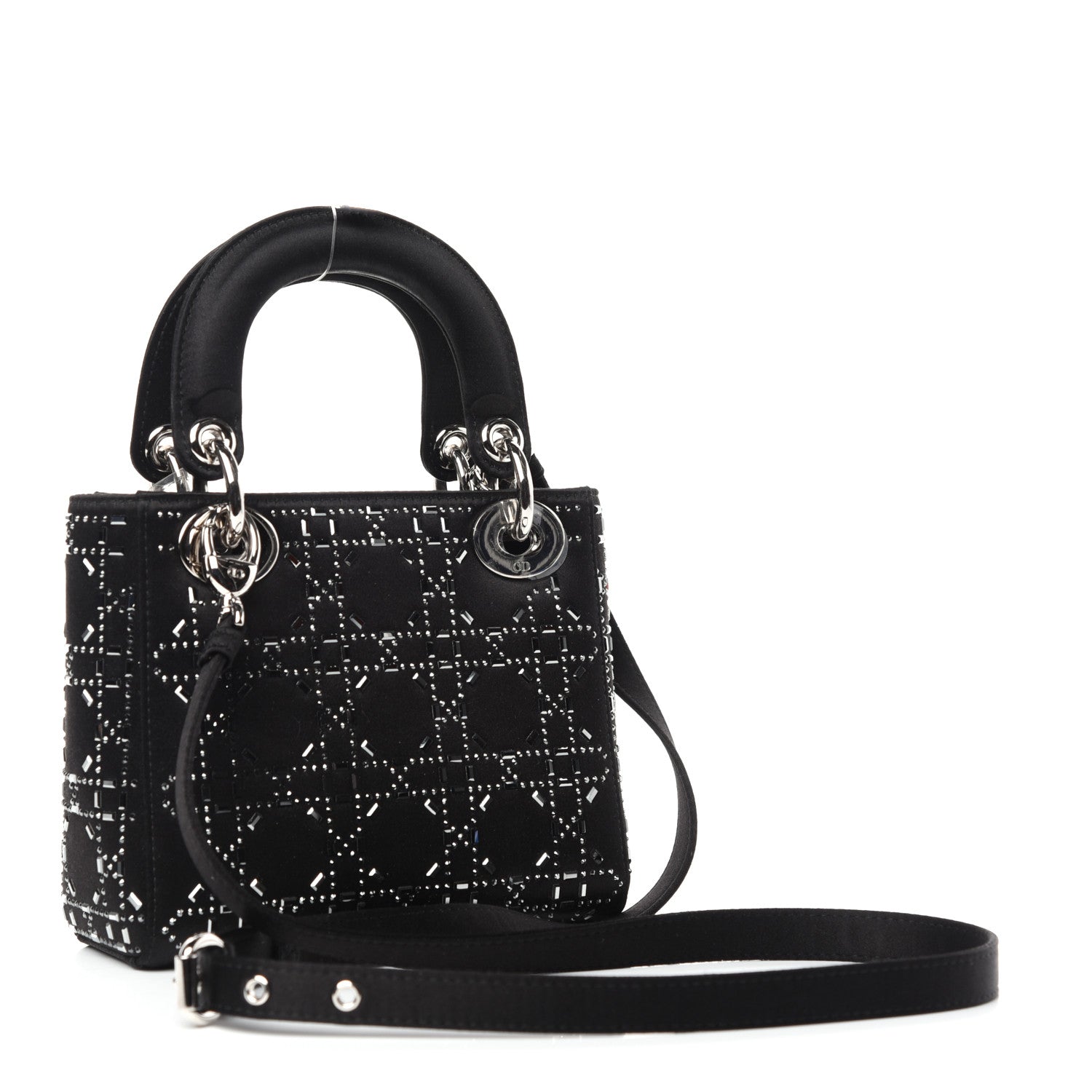 Christian Dior Satin Crystal Cannage Mini Lady Dior Black 3 of 9