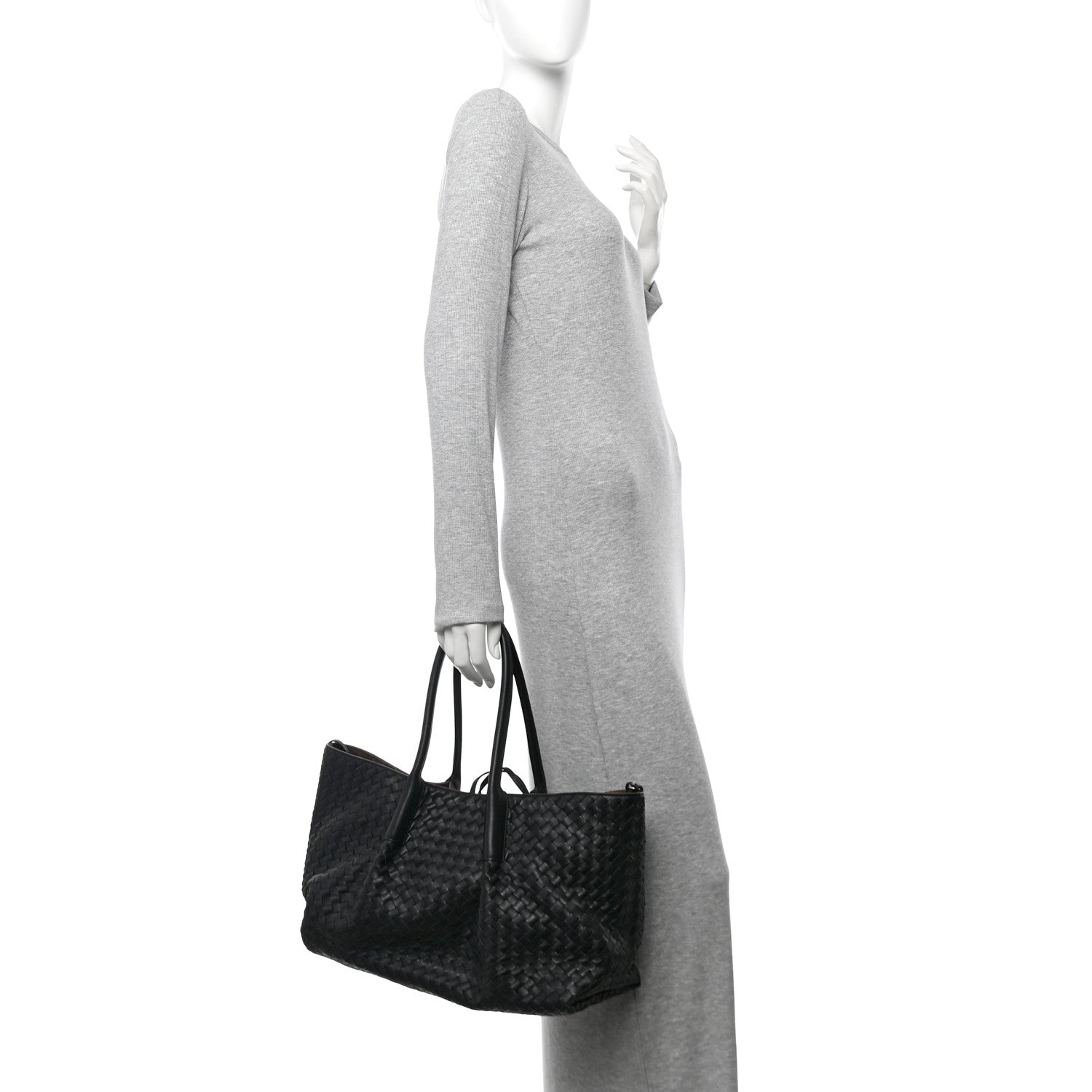 Bottega Veneta Calfskin Intrecciato Pinacoteca Reversible Tote Black Fondant 3 of 10