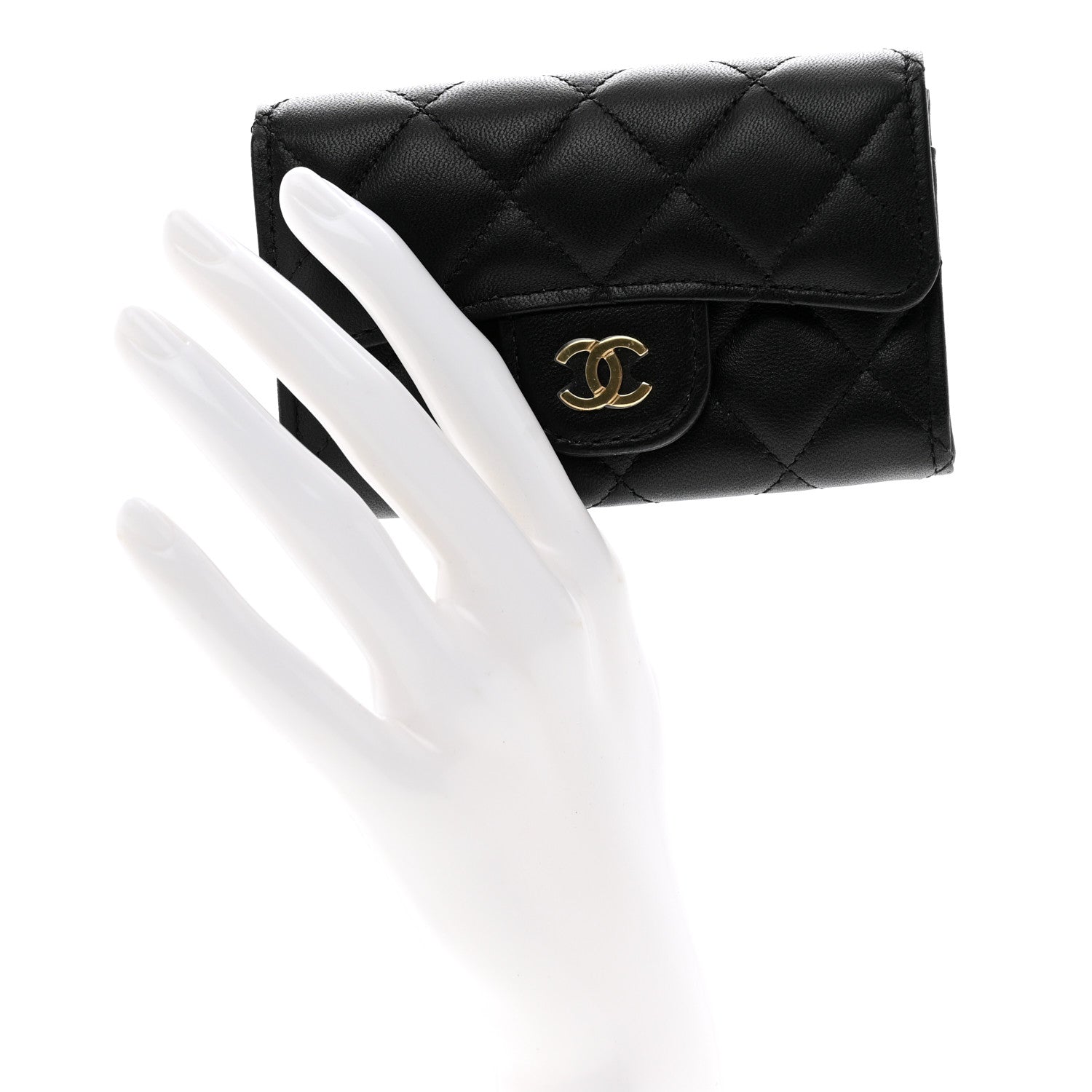Chanel Lambskin Quilted Flap Card Holder Black 2 of 9