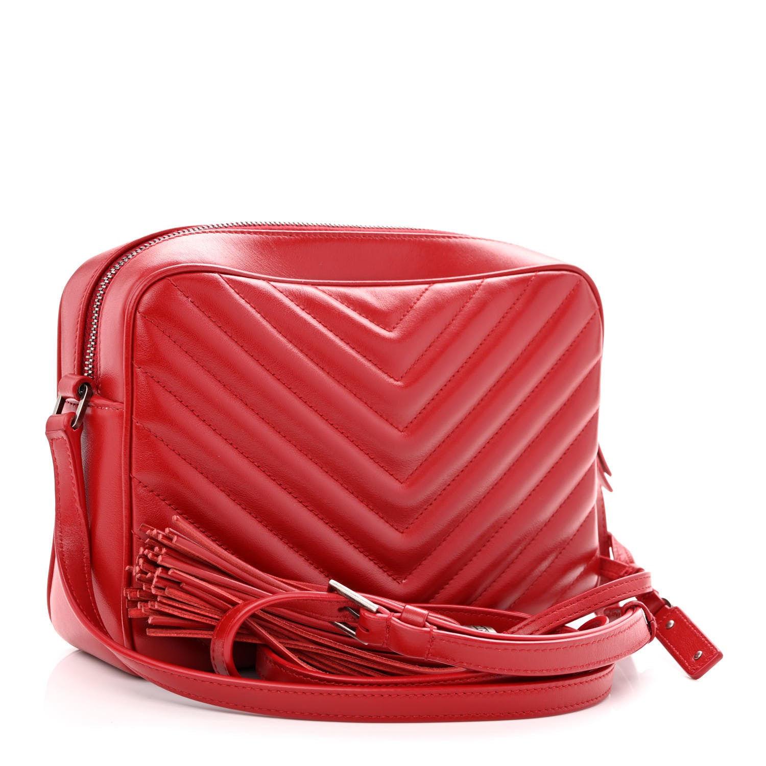 Saint Laurent Calfskin Matelasse Monogram Lou Camera Bag Red 3 of 14