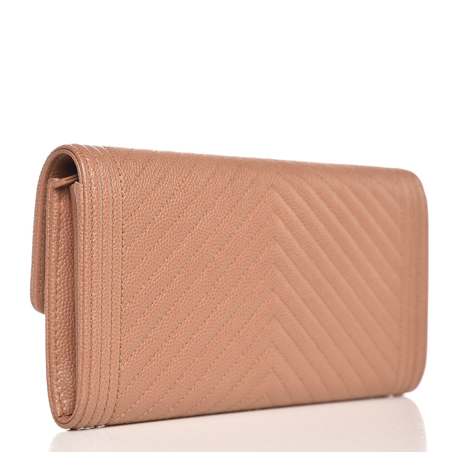 Chanel Caviar Chevron Quilted Boy Flap Wallet Dark Beige 3 of 9