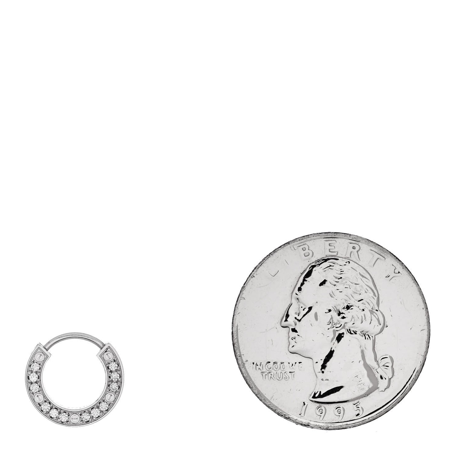 18K White Gold Diamond Pave Single LOVE Hoop Earring