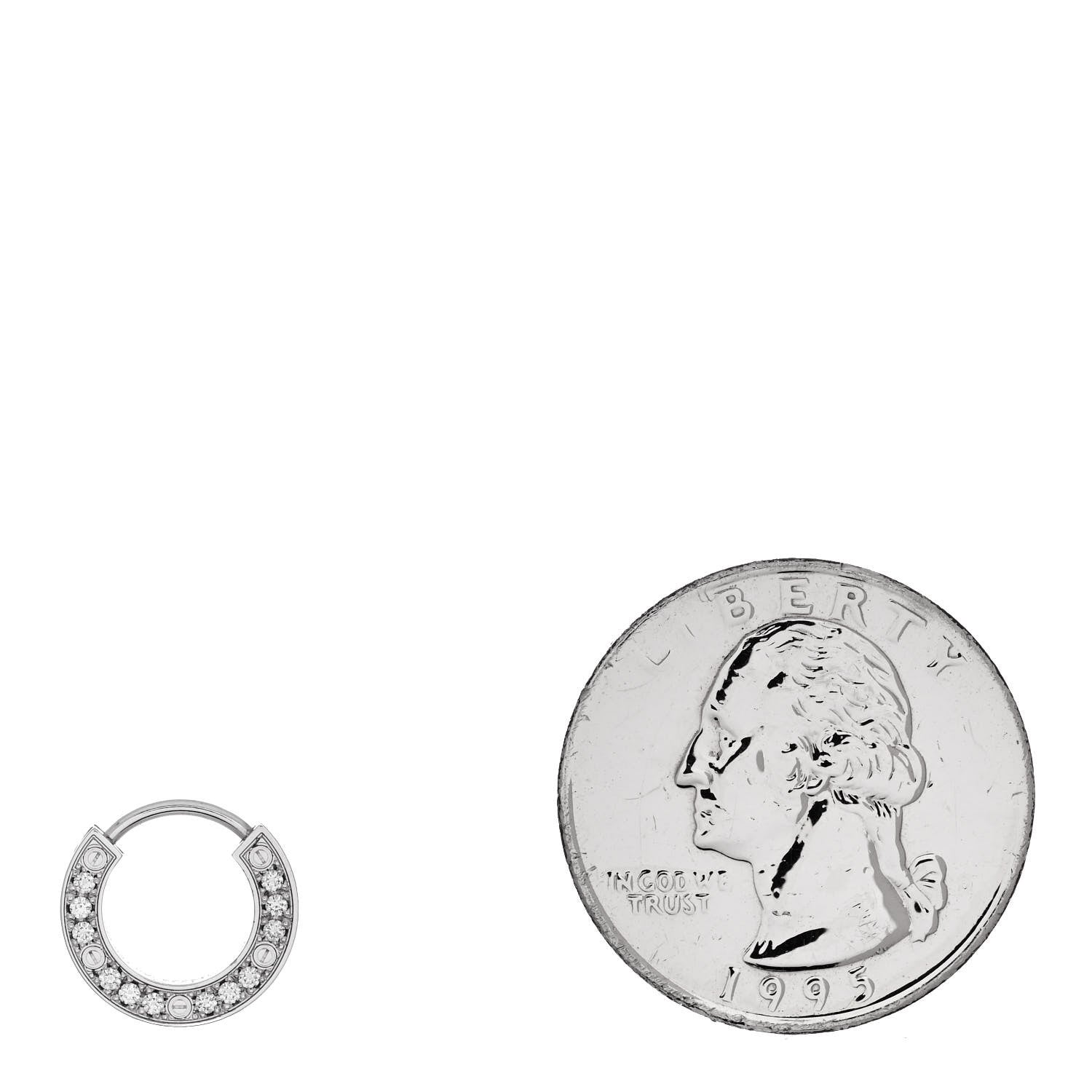 Cartier 18K White Gold Diamond Pave Single LOVE Hoop Earring 2 of 5