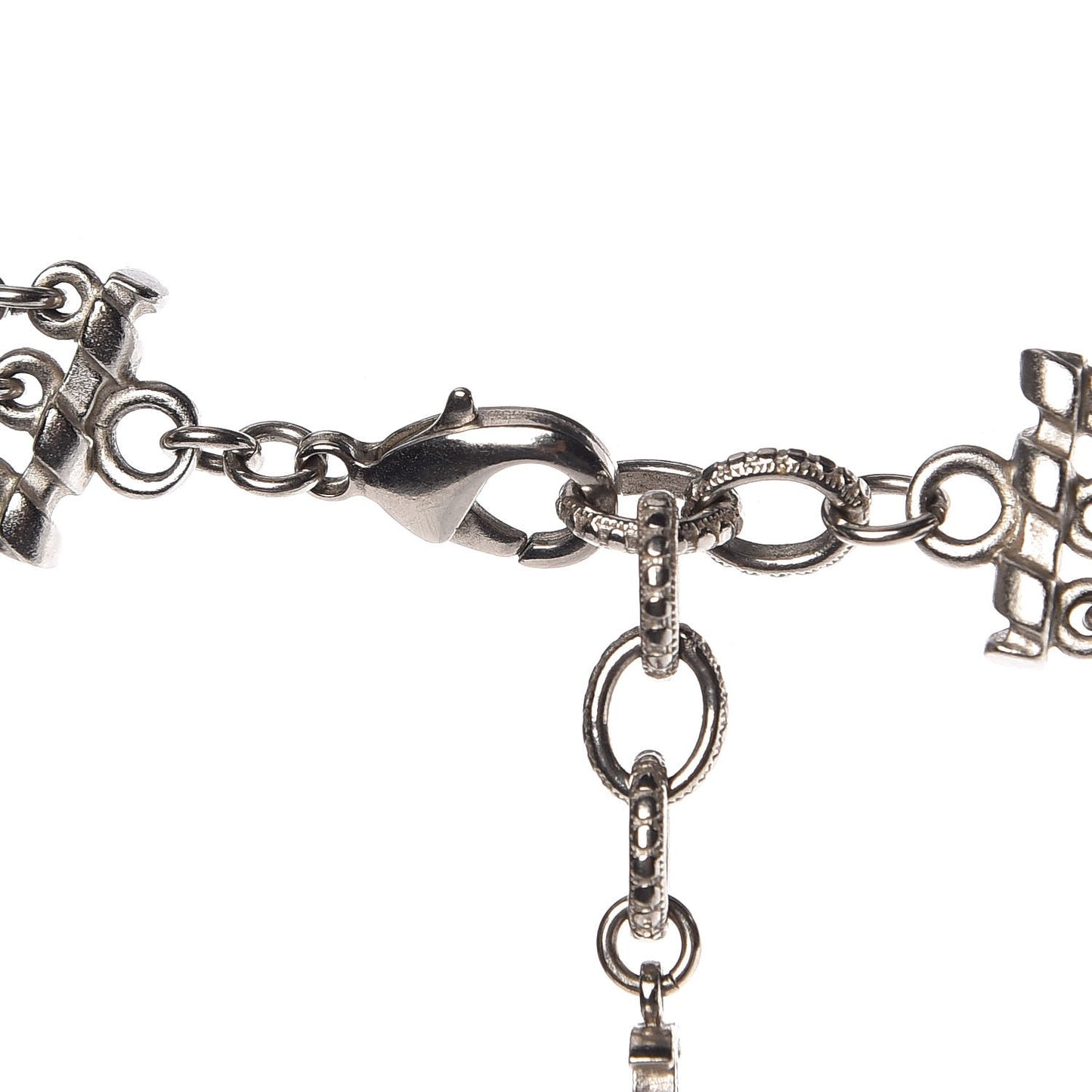 Crystal CC Multi Strand Long Chain Necklace Silver