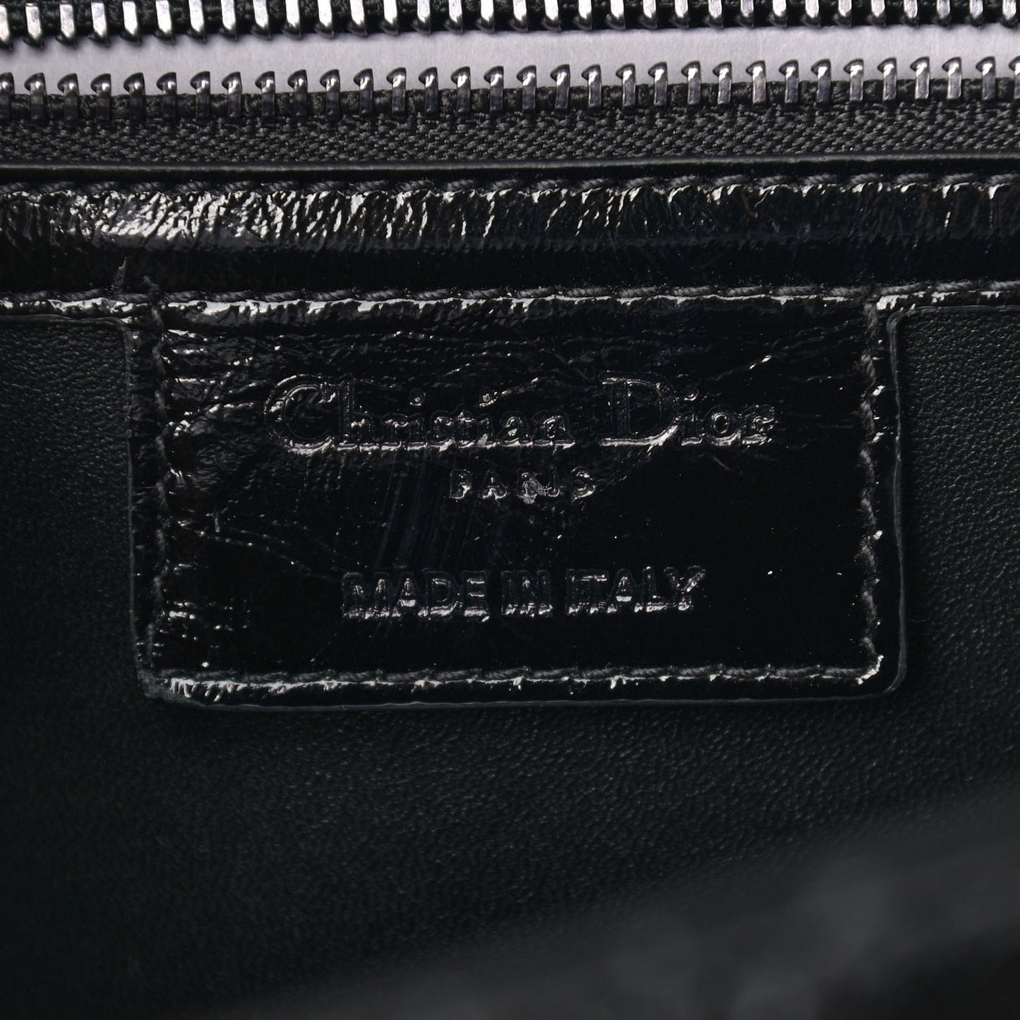 Crinkled Patent Lambskin Cannage Medium Caro Bag Black