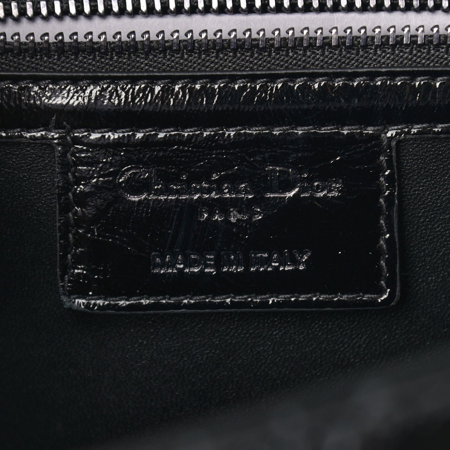 Christian Dior Crinkled Patent Lambskin Cannage Medium Caro Bag Black 6 of 9