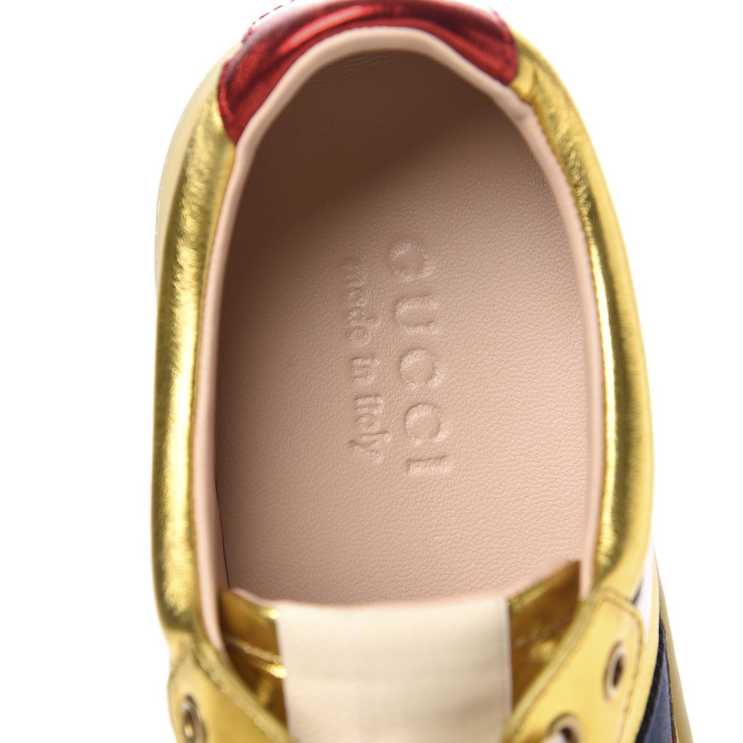 Gucci Metallic Nappa Web Mens Low Top Sneakers 8 Argento Oro Vecchio 7 of 10