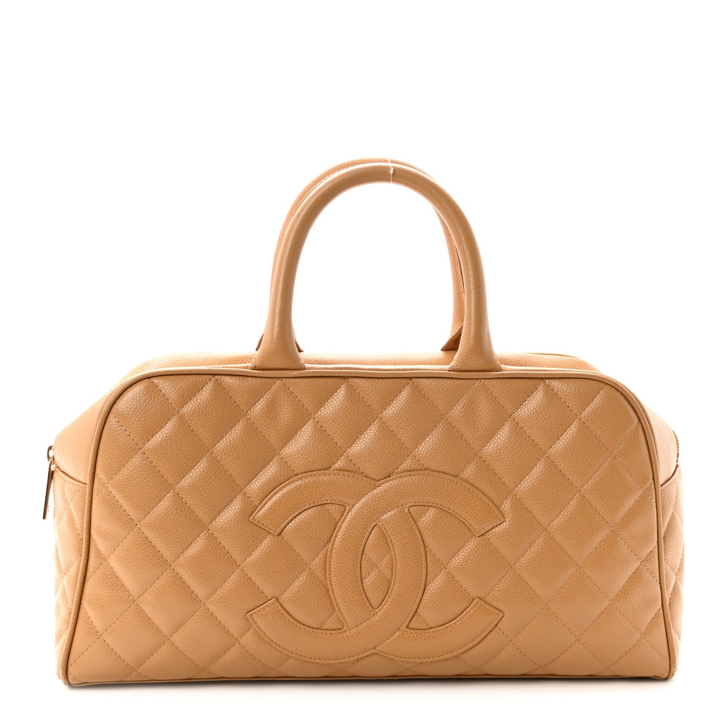 Caviar Quilted Large Bowler Bag Beige