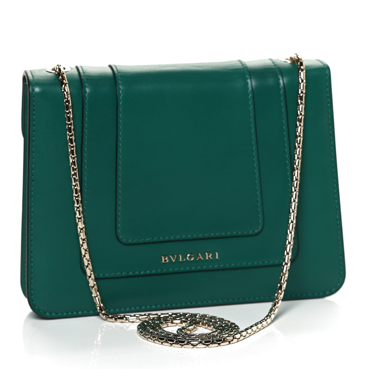 Bulgari Calfskin Small Serpenti Forever Snake Strap Crossbody Bag Emerald Green 3 of 12