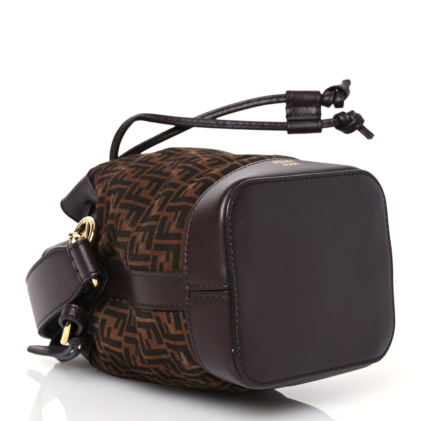 Suede Vitello King F is Fendi Micro FF Mini Mon Tresor Bucket Bag Sigaro Marrone Ebano