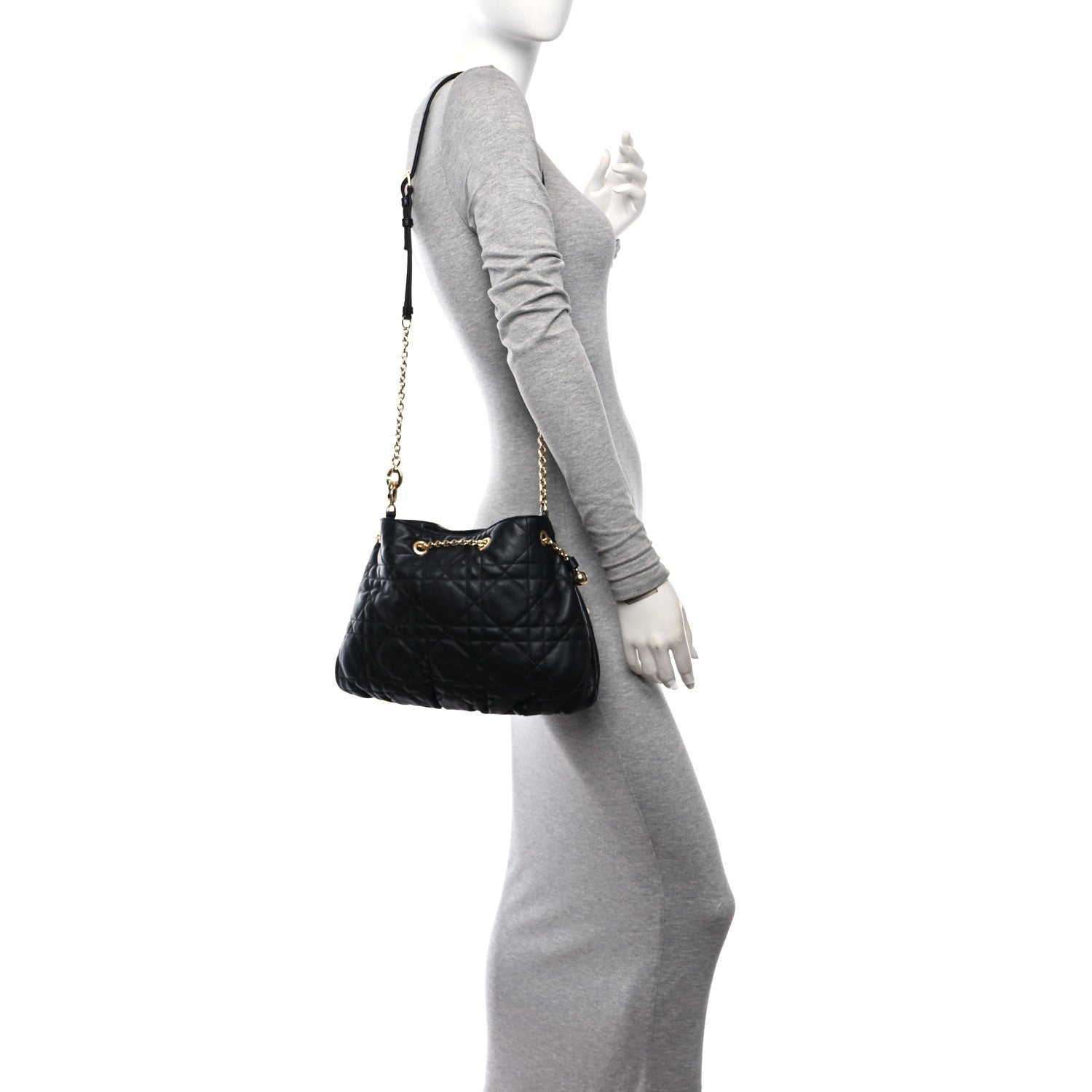 Christian Dior Lambskin Supple Macrocannage Medium Ammi Bag Black 2 of 13
