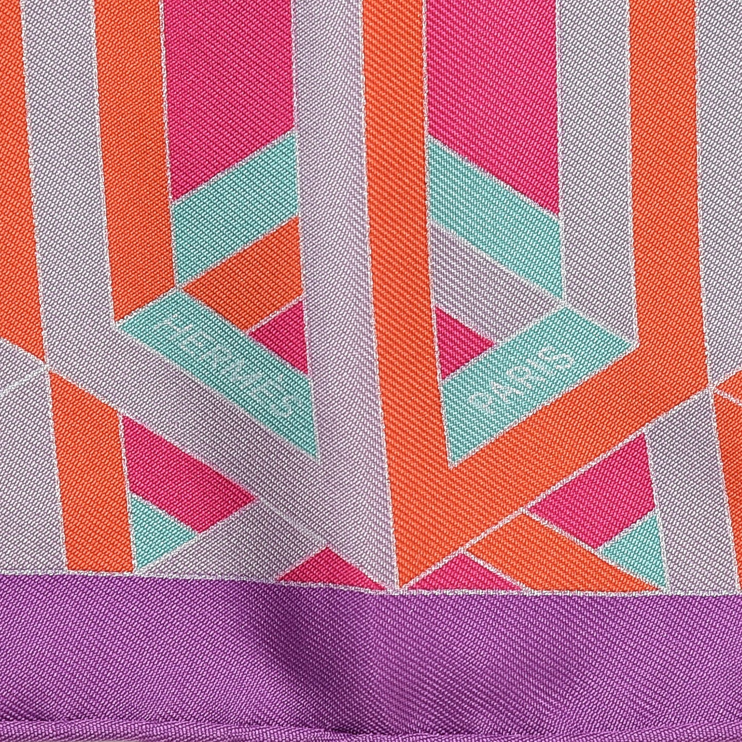 Silk Carre Cube Pocket Square Violet Vermillon Vert