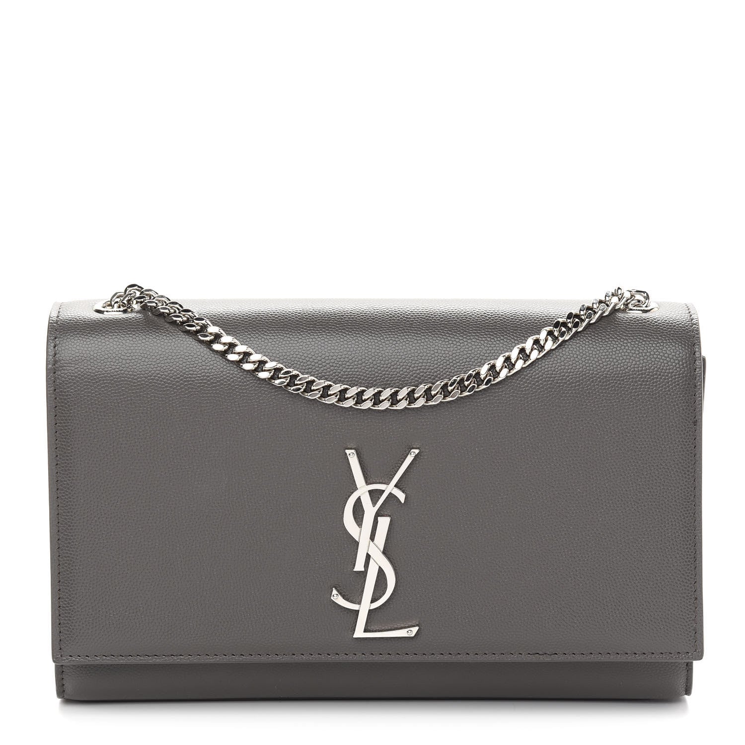 Saint Laurent Grain De Poudre Medium Classic Monogram Kate Satchel Earth Grey 1 of 9