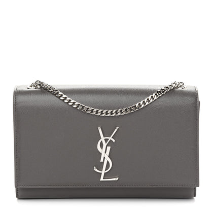 Saint Laurent Grain De Poudre Medium Classic Monogram Kate Satchel Earth Grey 1 of 9
