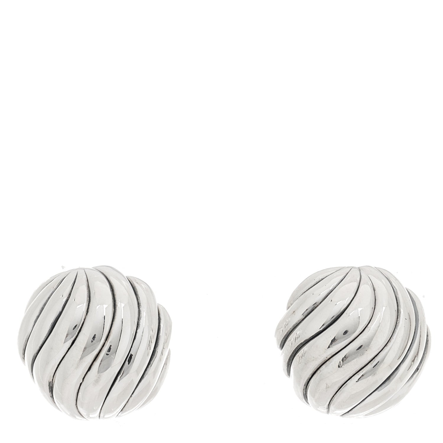 David Yurman Sterling Silver 13mm Sculpted Cable Stud Earrings 1 of 4