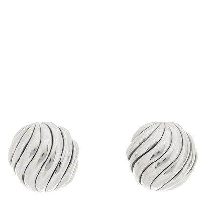 David Yurman Sterling Silver 13mm Sculpted Cable Stud Earrings 1 of 4