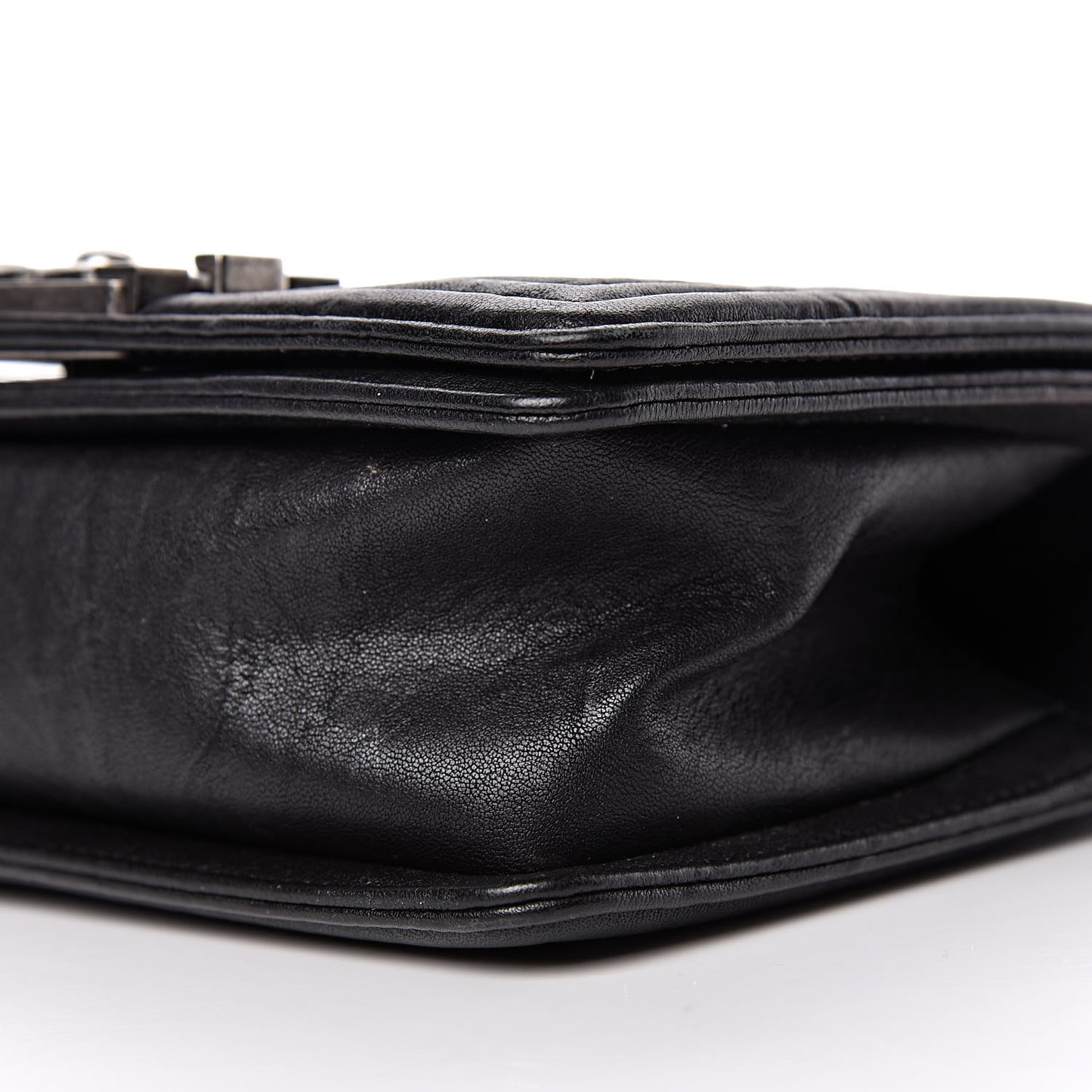 Crumpled Lambskin Small Studded Boy Flap Black