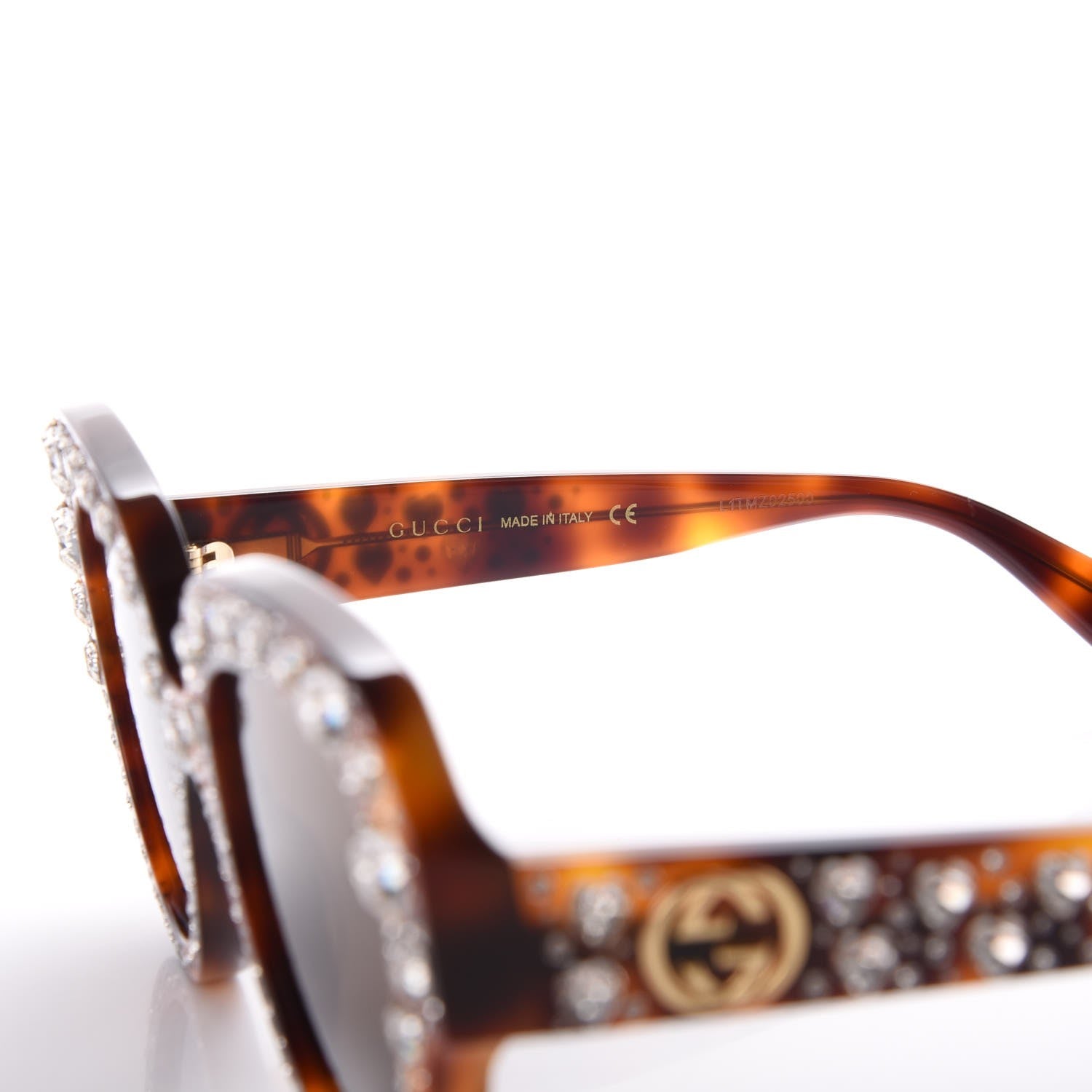 Gucci Crystal Cat Eye Sunglasses GG0308S Havana 5 of 7