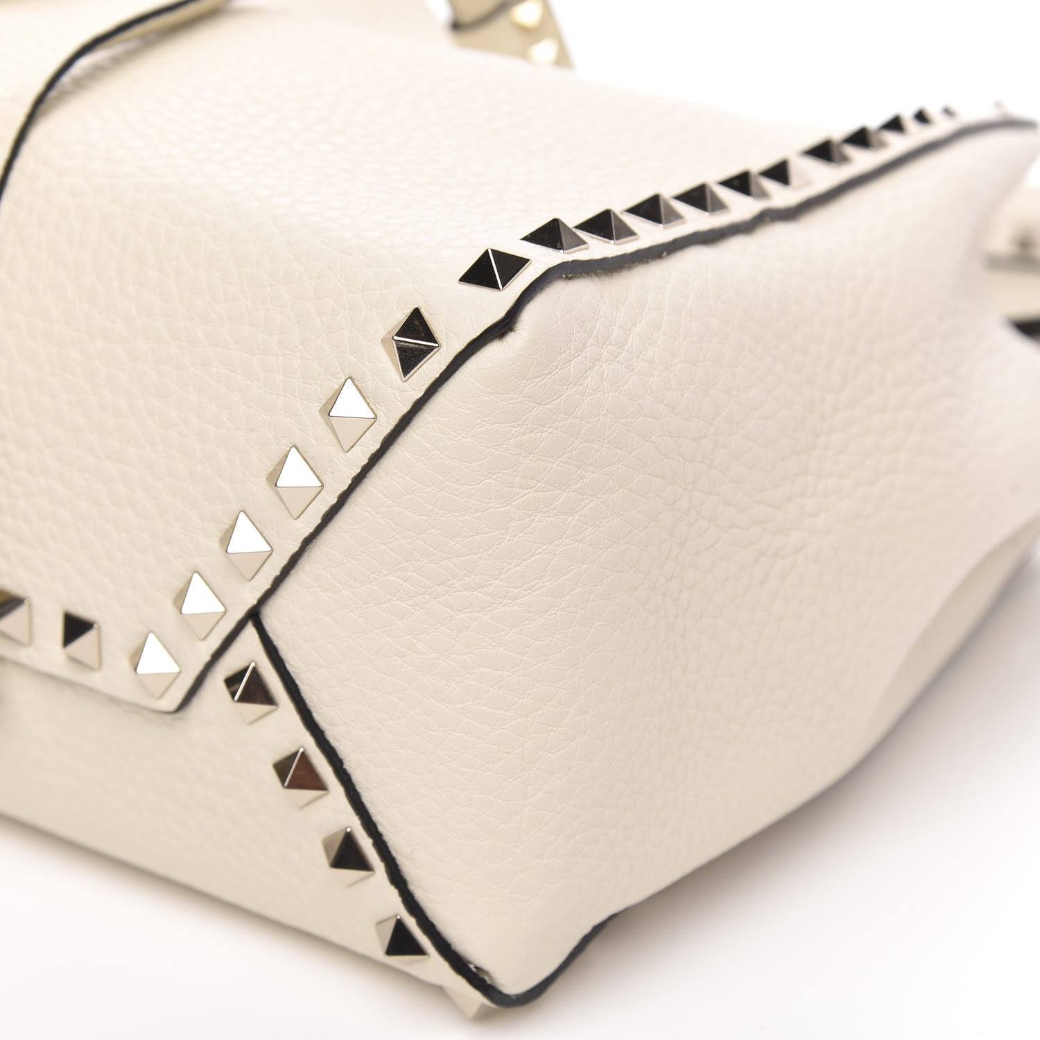 Valentino Garavani Grained Calfskin Rockstud Bucket Bag Ivory 8 of 8