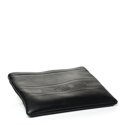 Christian Dior Calfskin Embossed Logo Zip Clutch Black 3 of 4