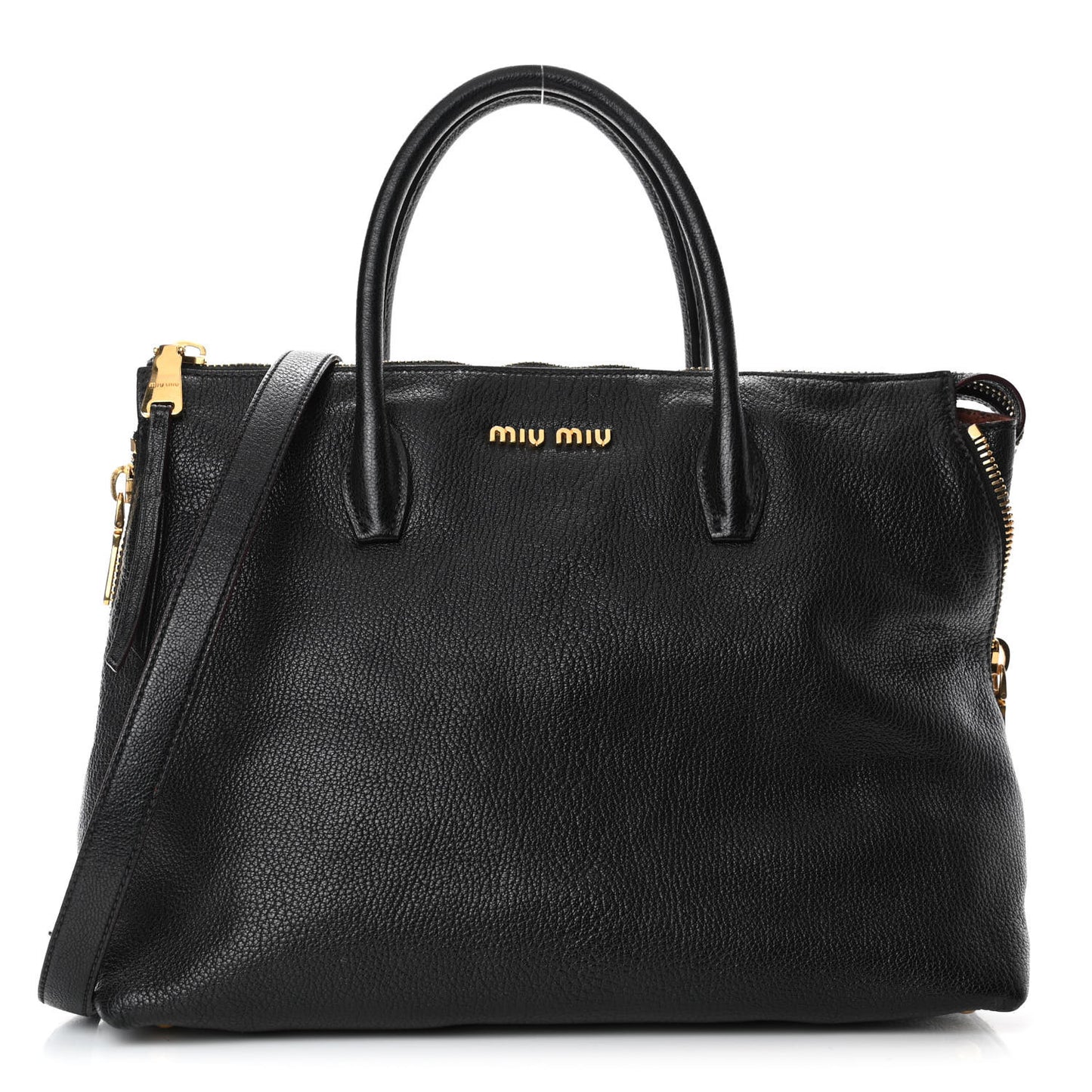 Goatskin Madras Zip Tote Black