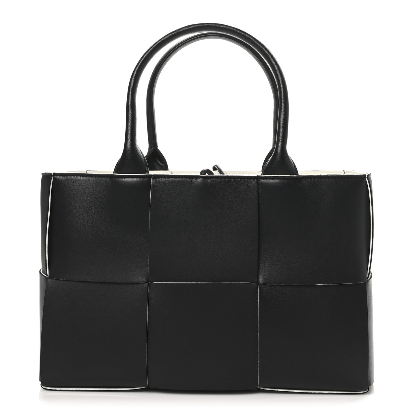 Nappa Maxi Intrecciato Small Arco Tote Black White