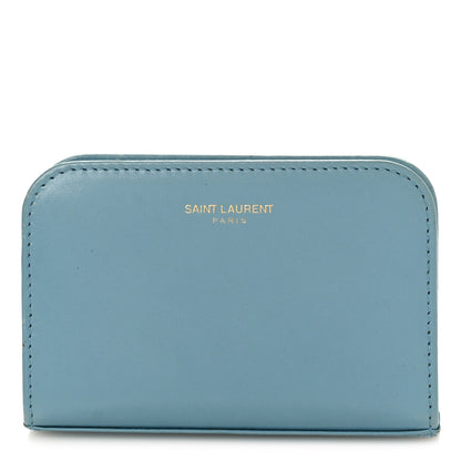 Saint Laurent Grained Calfskin Rive Gauche Compact Zip Around Wallet Blue 1 of 11