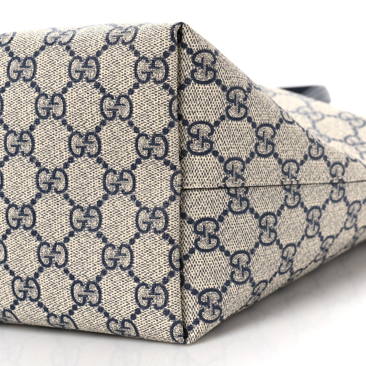GG Supreme Monogram Textured Calfskin Web Medium Ophidia Shopping Tote Beige Blue