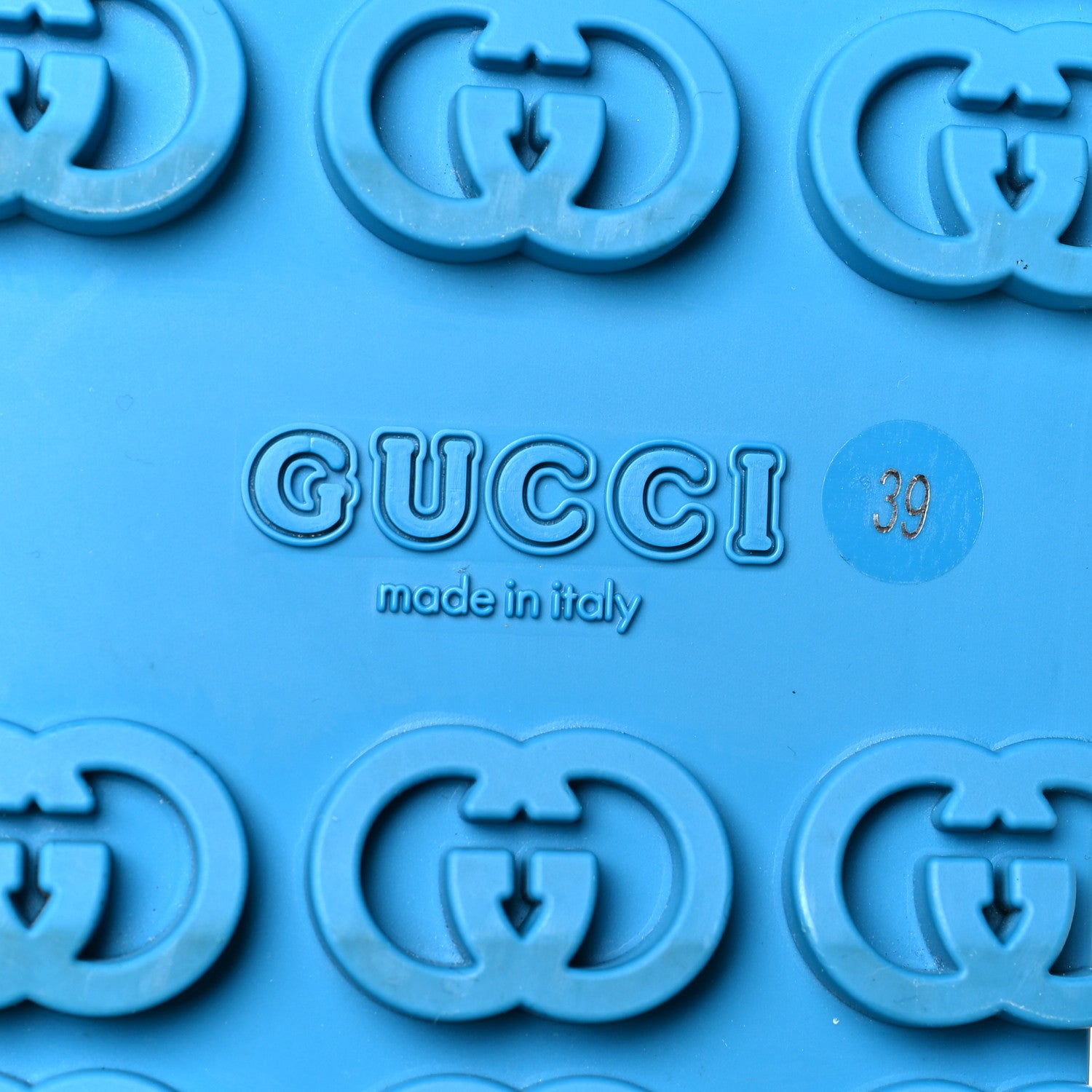 Gucci Soft Rubber Womens Interlocking G Platform 42mm Slide Sandals 39 Bright Aqua 7 of 8