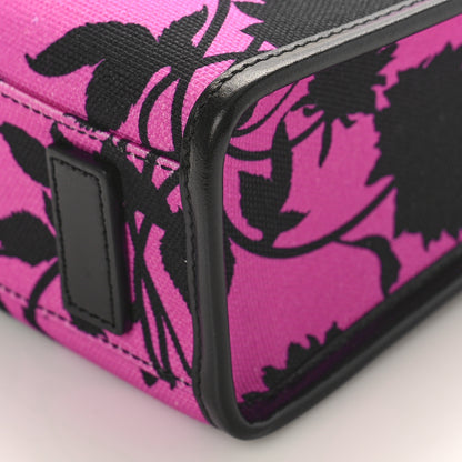 Versace Calfskin Cotton Floral Printed La Medusa Mini Book Tote Black Water Lily 8 of 8