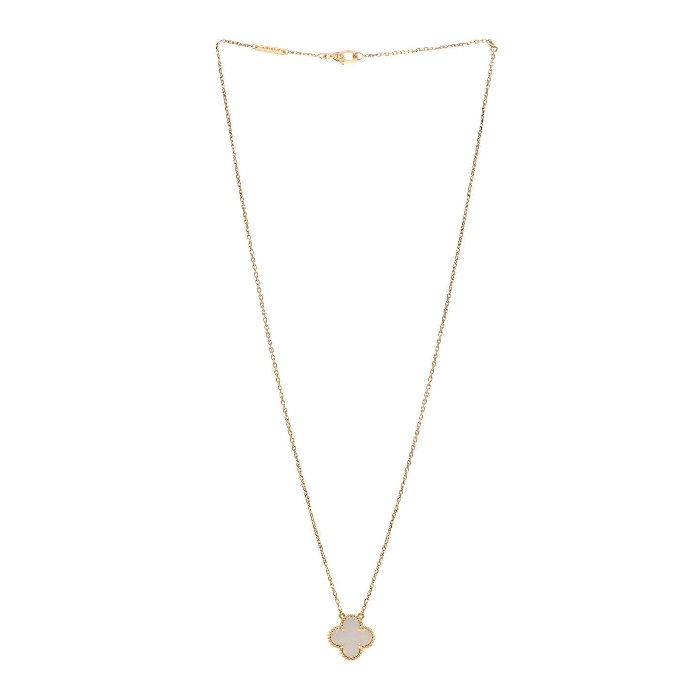 18K Yellow Gold Mother of Pearl Vintage Alhambra Pendant Necklace