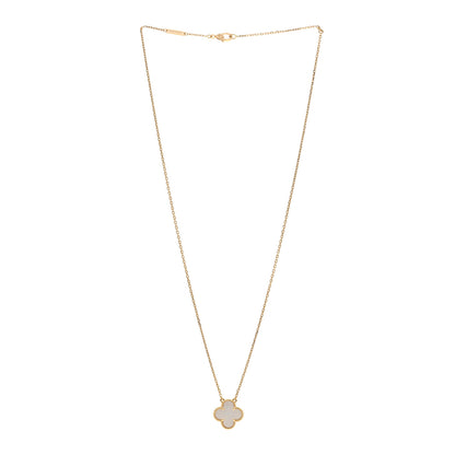 Van Cleef & Arpels 18K Yellow Gold Mother of Pearl Vintage Alhambra Pendant Necklace 3 of 6
