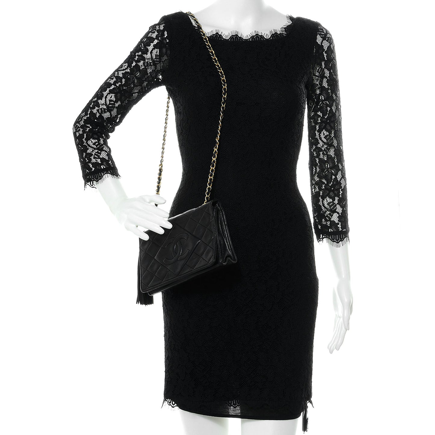Lambskin Small Tassel Single Flap Black
