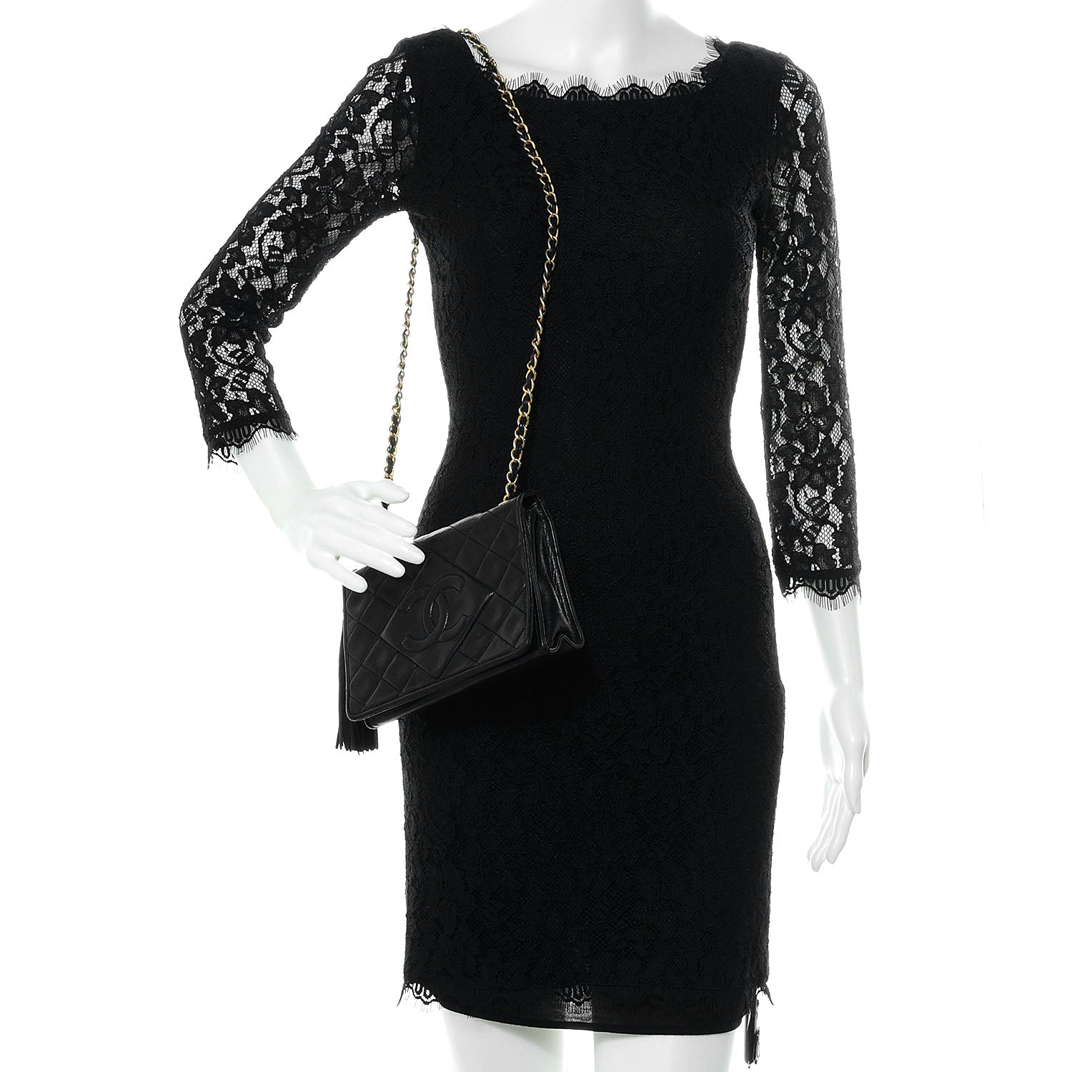 Chanel Lambskin Small Tassel Single Flap Black 2 of 8
