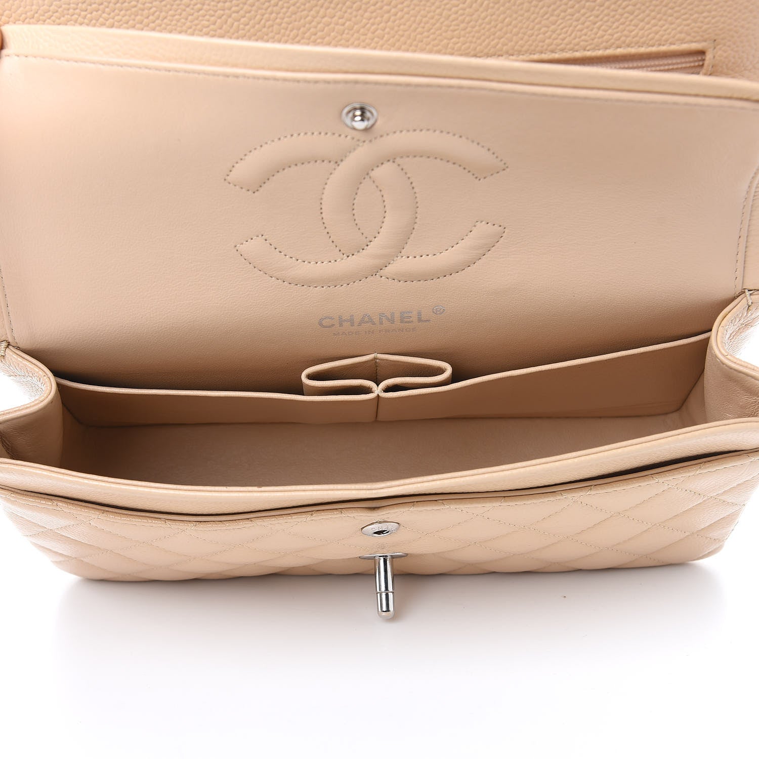 Chanel Caviar Quilted Medium Double Flap Beige Clair 5 of 10