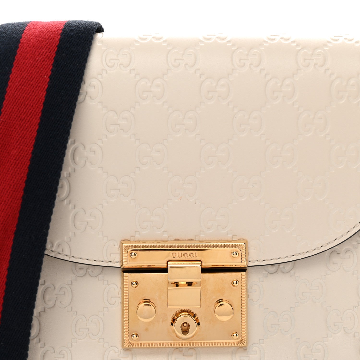 Gucci Guccissima Web Medium Padlock Messenger Shoulder Bag White 8 of 10