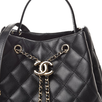 Chanel Caviar Quilted Large Rolled Up Bucket Drawstring Bag Black 8 of 11