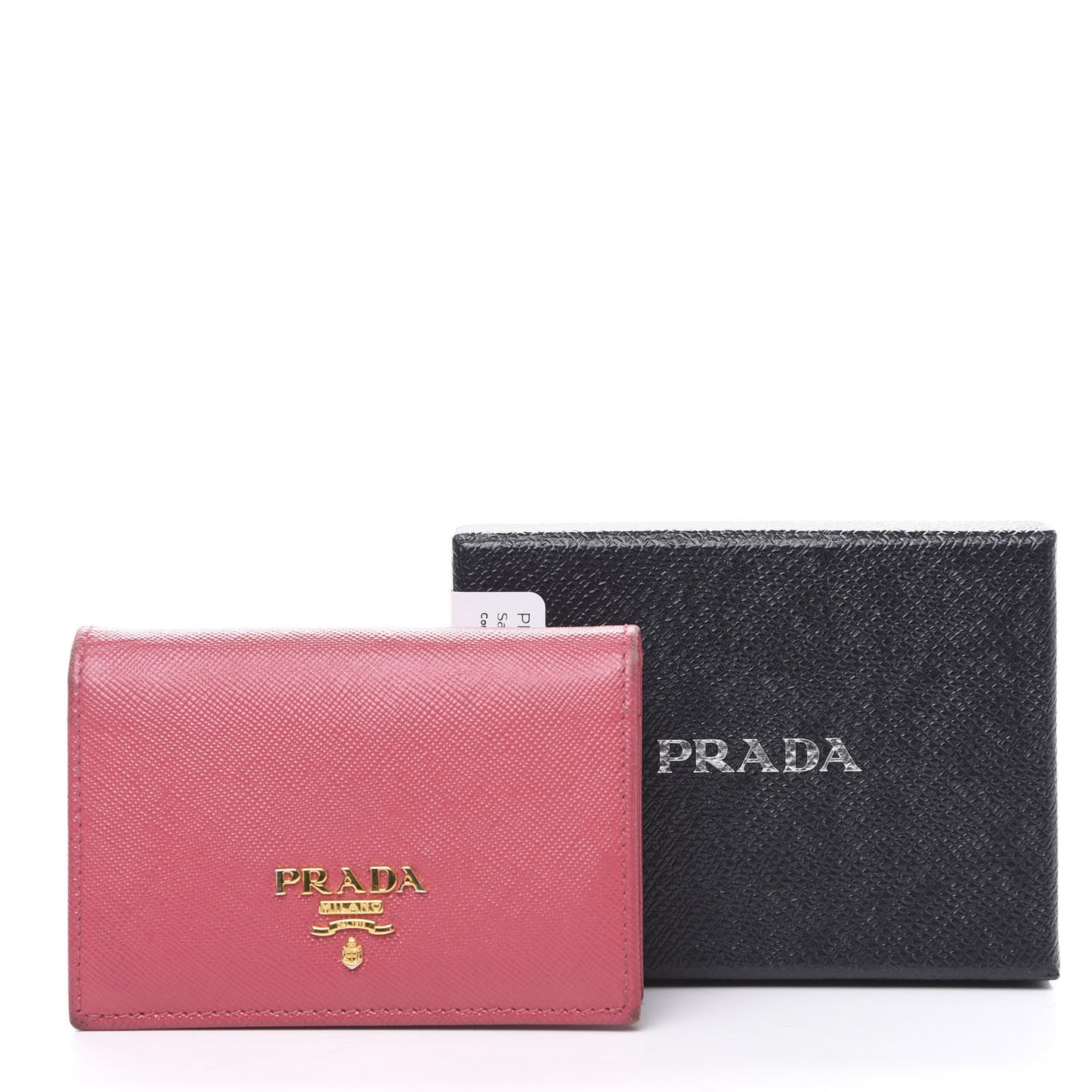 Saffiano Metal Bi-Fold Card Holder Wallet Peonia