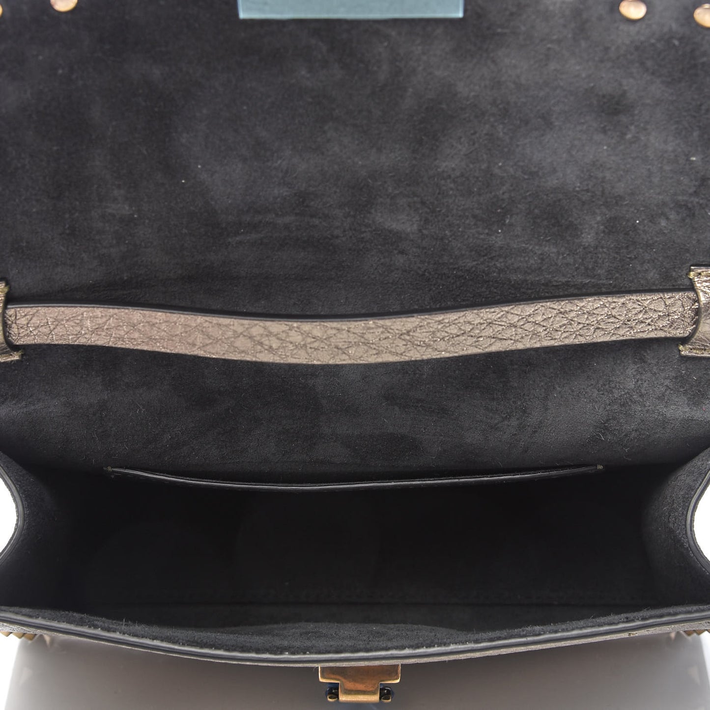 Metallic Pebbled Calfskin Medium Rockstud Flip Lock Crossbody Bag Sasso