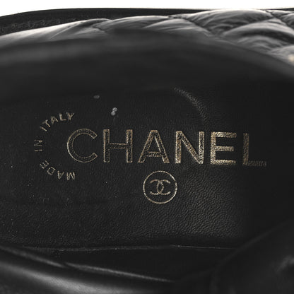 Chanel Shiny Calfskin Quilted Lace Up Combat Boots 37 Black 8 of 8