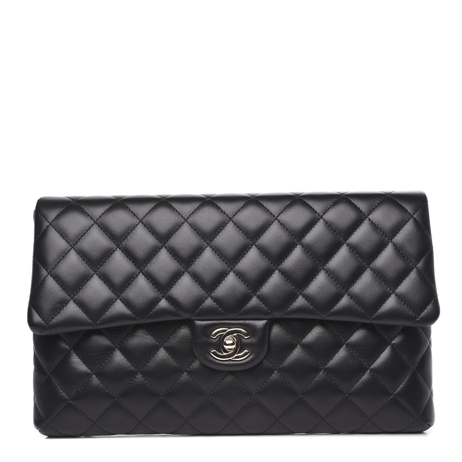 Chanel Lambskin Quilted Flap Clutch Black 1 of 10