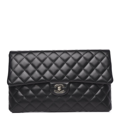Chanel Lambskin Quilted Flap Clutch Black 1 of 10
