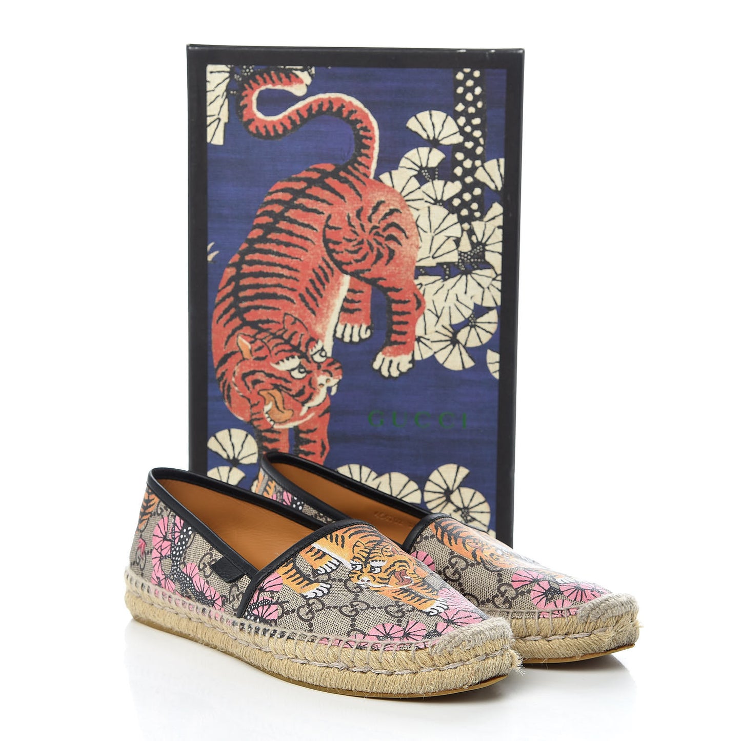 GG Supreme Monogram Bengal Espadrilles 38 Beige Pink