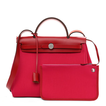 Hermes Military Toile Vache Hunter Herbag Zip PM 31 Rose Mexico Rouge Piment 1 of 13