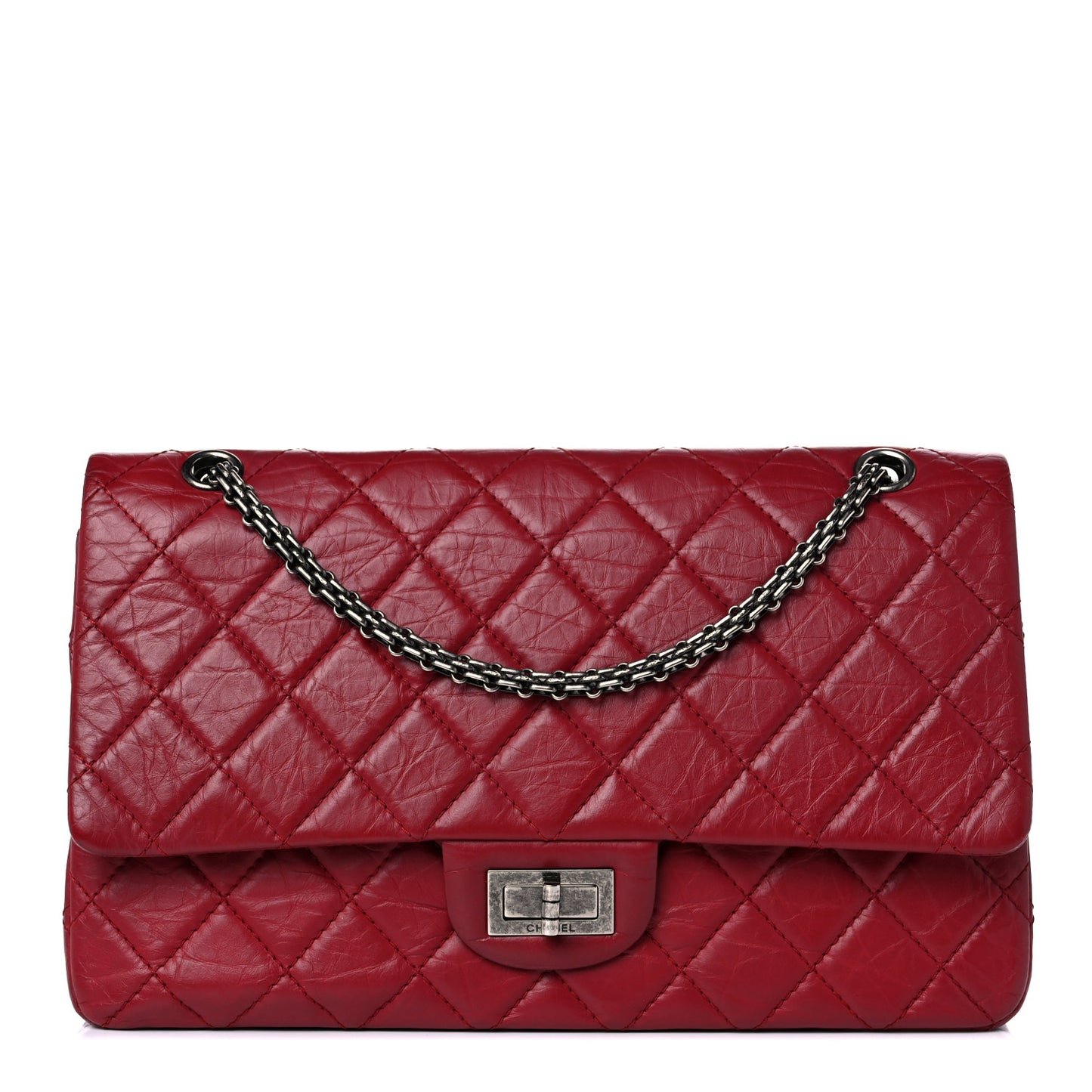 Aged Calfskin Quilted 2.55 Reissue 227 Flap Red
