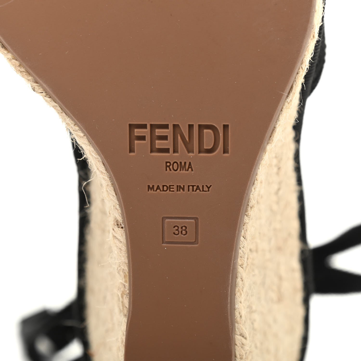 Fendi Canvas FF Embroidered Roma Ankle Wrap Espadrille Wedges 38 Black 7 of 7