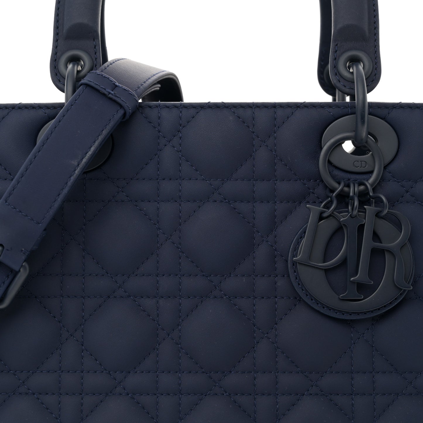 Ultra Matte Calfskin Cannage Large Lady Dior Blue