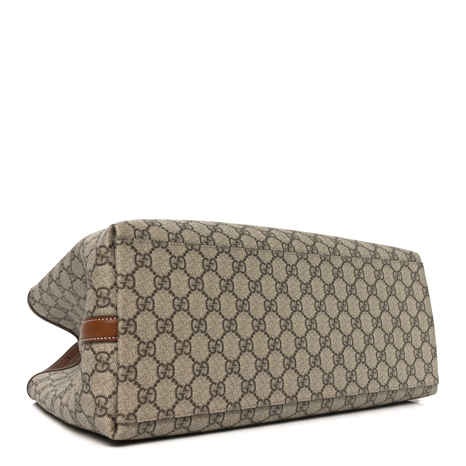 Gucci GG Supreme Monogram Emblem Large Tote Bag Beige Dark Brown 4 of 9