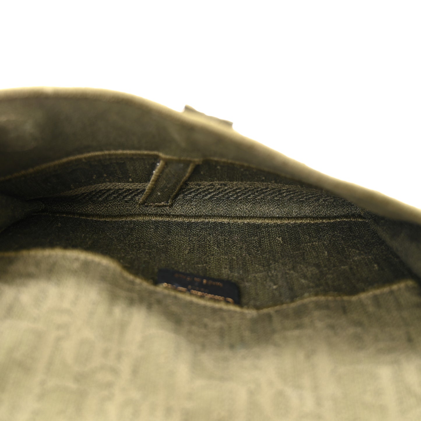 Oblique Embroidered Slim Saddle Pouch Green